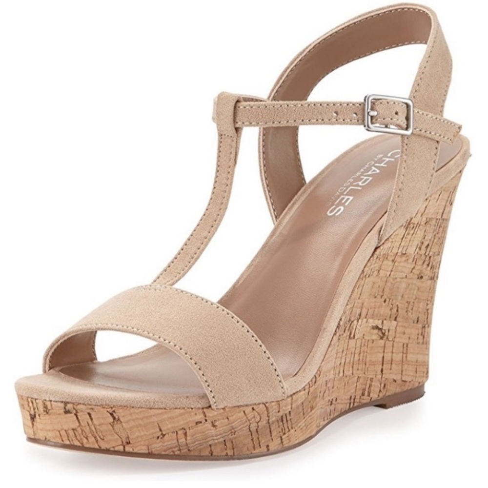 Charles by Charles David Libra Tan Wedge Sandal Size 10